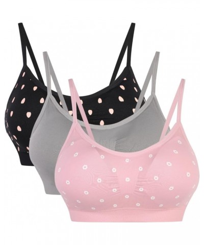 Women's Sports Bra Wirefree Seamless Padded Yoga Bra Strap Camisole Short Tank Tops 3 Pack Light Gray + Black Heart + Pink $9...