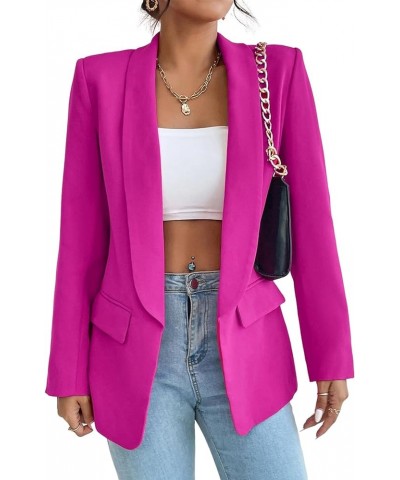 Women's Long Sleeve Open Front Blazer Casual Shawl Collar OL Work Office Suit Jacket Purplered $22.41 Blazers