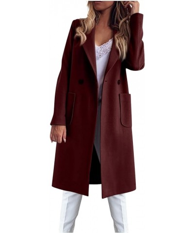 Long Winter Coats for Women 2023 Trendy Pea Coats Mid Long Wool Coats Oversized Trench Coats Jackets with Pockets Wine $15.85...