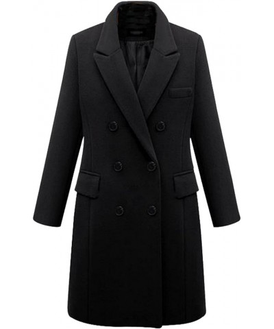 Womens Trench Coat Plus Size Winter Jackets Woolen Warm Long Cardigan Lapel Buttons Outerwear Solid Windbreaker Black $12.41 ...