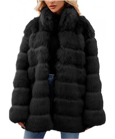 Winter Coats For Women 2023 Fluffy Faux Fur Coat Thinckened Warm Fashion Outwear Stand Colar Casual Shaggy Jackets B-black $1...
