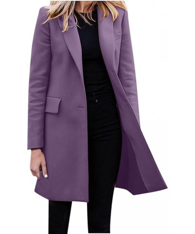 Solid Color Blazer for Women Single Breasted Jacket Long Sleeve Workout Blazer Fashion Casual Open Front Jacket Purple/Prime ...
