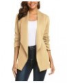 Blazer Jackets for Women Long Sleeve Open Front Business Casual Outfits Work Suit Jackets with Zipper Pockets S-XXL Light Kha...