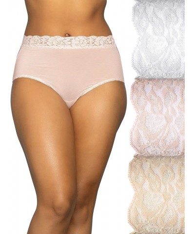 Women’s Flattering Lace Panties: Lightweight & Silky with Superior Stretch Brief 3 Pack - Quartz/White/Neutral $12.84 Lingerie